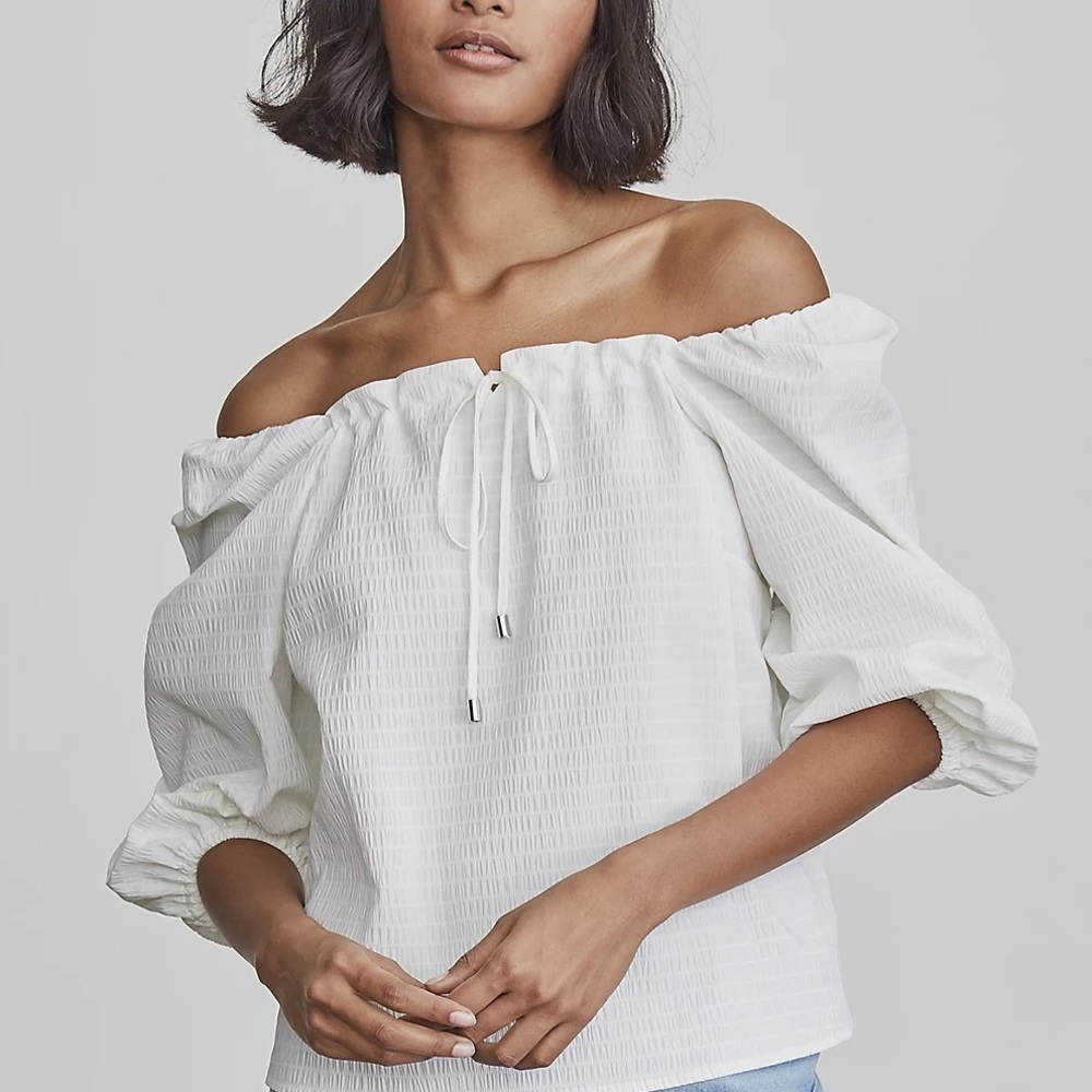 Elizabeth and James Squareneck Puff-Sleeve Blouse